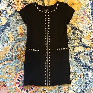 Black Studded zip up dress
